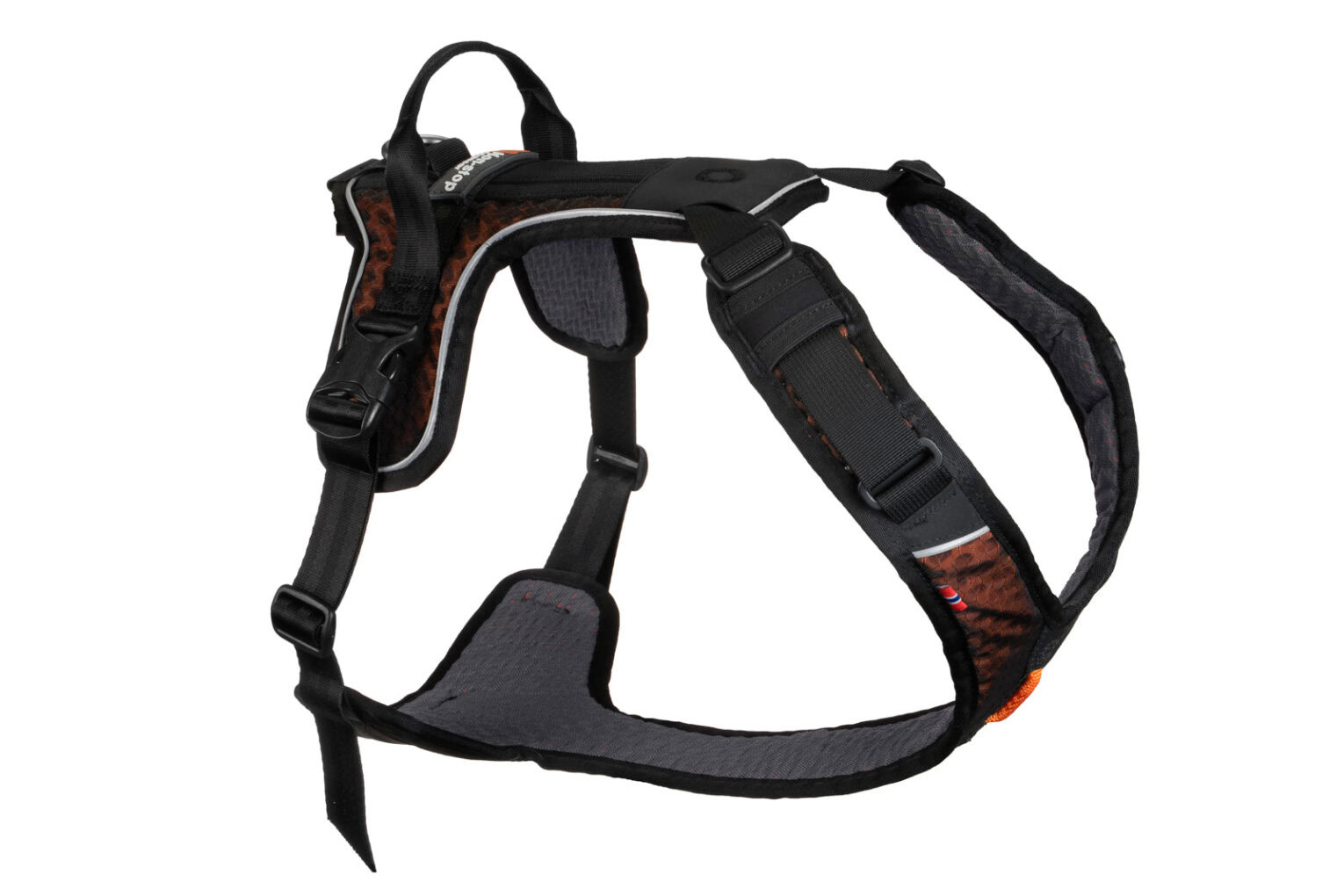 Non-Stop Rock harness / Arnés Acolchado para Vida Cotidiana NEGRO Y NARANJA para Perros de Non-Stop disponible en Emperrados para cuidar a tu peludo.
