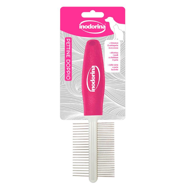 Inodorina Peine Doble Desenredar y Arrastrar Pelos para Perros y Gatos de Inodorina disponible en Emperrados para cuidar a tu peludo.