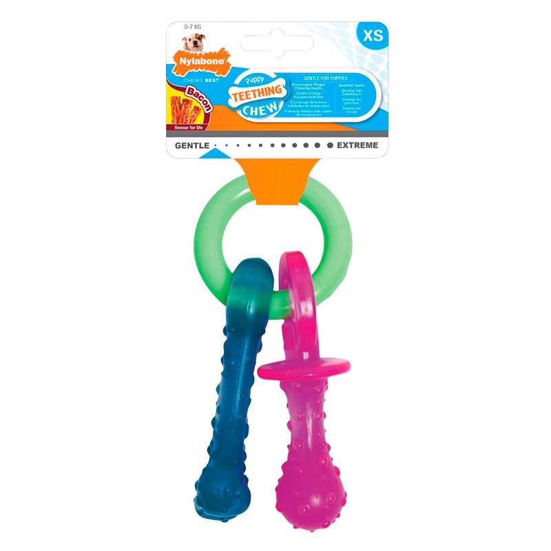 Nylabone Juguete CHUPETE Y HUESO Masticable (sabor BACON) T.XS para Perros de Nylabone disponible en Emperrados para cuidar a tu peludo.