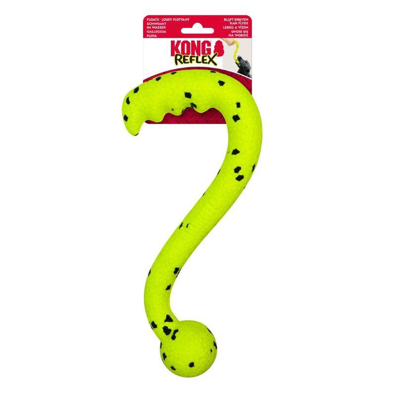 Kong Juguete REFLEX Tug´n Fetch - Reflectante y Flexible con Mango y Pelota (Flota) para Perros de Kong disponible en Emperrados para cuidar a tu peludo.