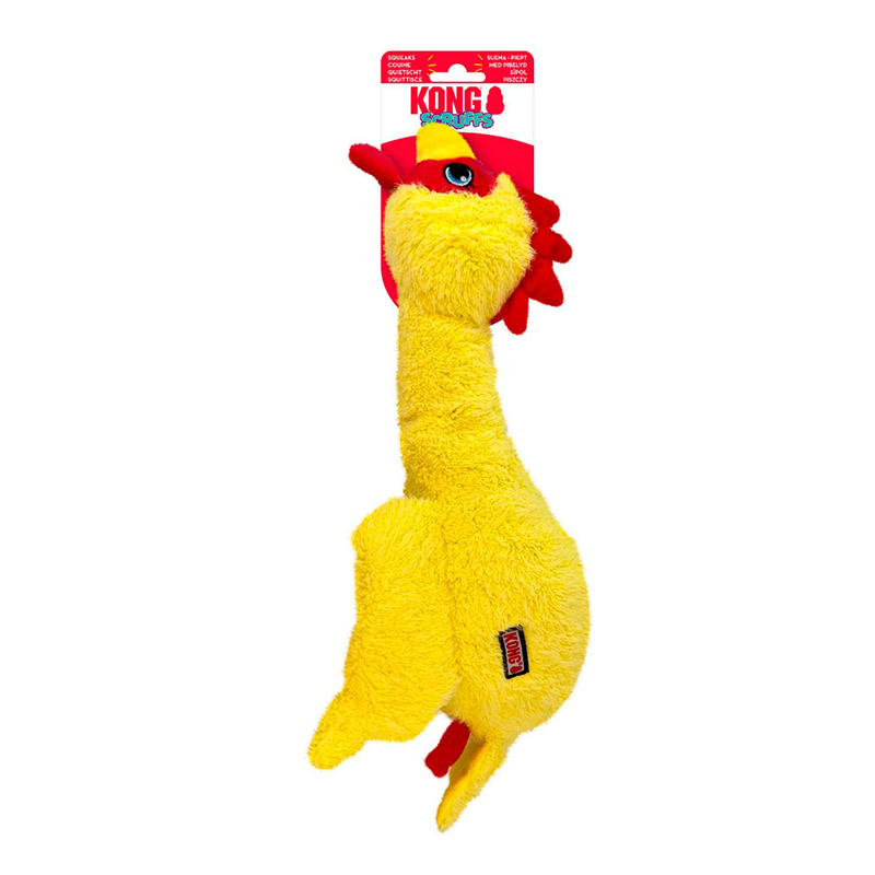 Kong Peluche SCRUFFS - POLLO con Sonido T.M/L para Perros de Kong disponible en Emperrados para cuidar a tu peludo.