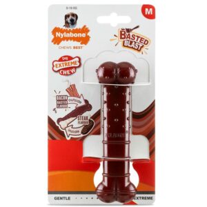 Nylabone Basted Blast-Juguete Mordedor forma Hueso de Nylabone disponible en Emperrados para cuidar a tu peludo.