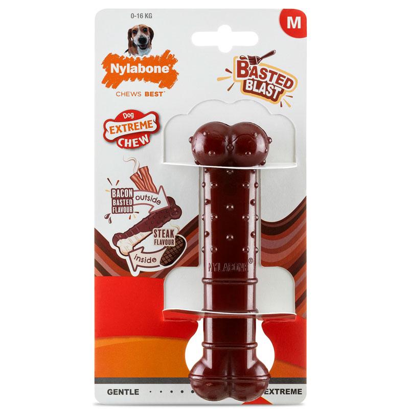 Nylabone Basted Blast-Juguete Mordedor forma Hueso de Nylabone disponible en Emperrados para cuidar a tu peludo.