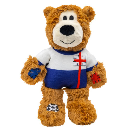 Kong Peluche OSO Deportivo INGLATERRA con sonido y nudos internos (Wild Knots Sport) T.M para Perros de Kong disponible en Emperrados para cuidar a tu peludo.