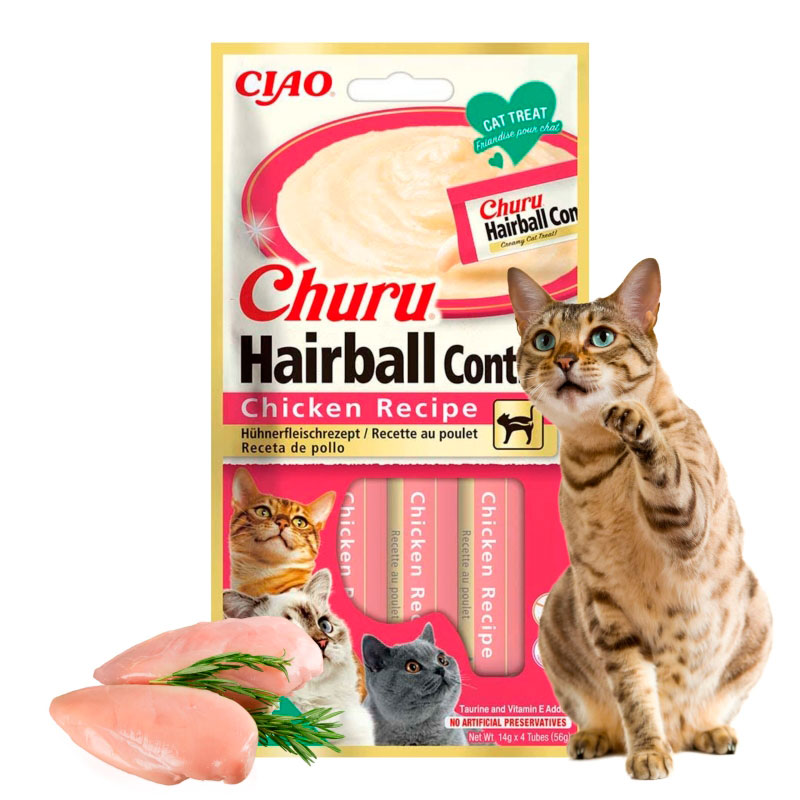 Inaba CHURU POLLO HairBall Control (Ayuda a reducir Bolas Pelo) 56 g