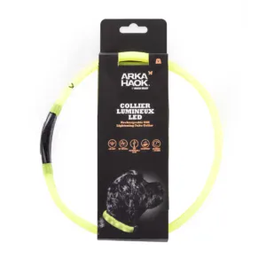 Martin Collar Arka Haok Tubo Plano Silicona Luminoso LED 65x2,5 cm Amarillo para Perros