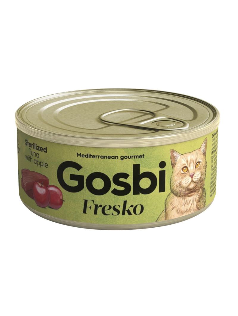 Gosbi Fresko Lata ATÚN/MANZANA - Alimento Húmedo - 70 g para Gatos Esterilizados de Gosbi disponible en Emperrados para cuidar a tu peludo.