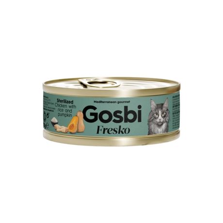 Gosbi Fresko Lata CHICKEN (Pollo con Arroz y Calabaza) - Alimento Húmedo - 70 g para Gatos Esterilizados de Gosbi disponible en Emperrados para cuidar a tu peludo.