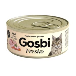 Gosbi Fresko Lata PAVO/JAMON - Alimento Húmedo - 70 g para Gatos de Gosbi disponible en Emperrados para cuidar a tu peludo.