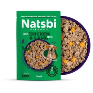 Natsbi STEMEAD CHICKEN & LAMB (Pollo y Cordero) al VAPOR - Alimento Húmedo - para Perros de Gosbi disponible en Emperrados para cuidar a tu peludo.