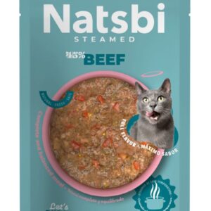Natsbi STEMEAD BEEF (Ternera) al VAPOR - Alimiento Húmedo - 80 g para Gatos de Gosbi disponible en Emperrados para cuidar a tu peludo.