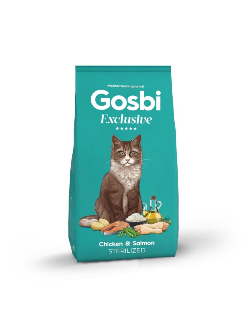 Gosbi EXCLUSIVE CHICKEN/SALMON para Gatos Esterilizados de Gosbi disponible en Emperrados para cuidar a tu peludo.