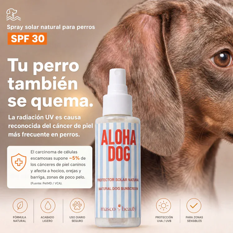 Masco Beauty Spray Protección Solar Natural SPF 30 (Aloha Dog) 100 ml para Perros y Gatos - Imagen 6