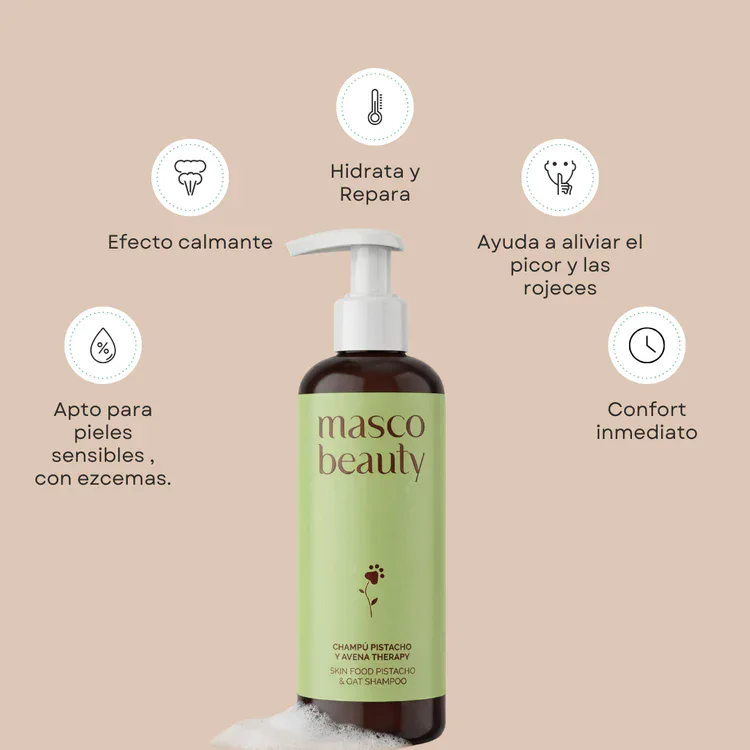 Masco Beauty Champú Dermatológico Pistacho y Avena 250 ml para Perros y Gatos - Imagen 5