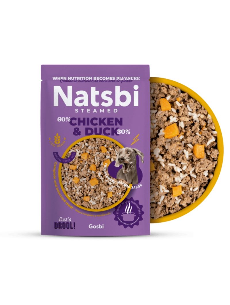 Natsbi STEAMED CHICKEN/DUCK (Pollo/Pato) al VAPOR - Alimento Húmedo - para Perros de Gosbi disponible en Emperrados para cuidar a tu peludo.