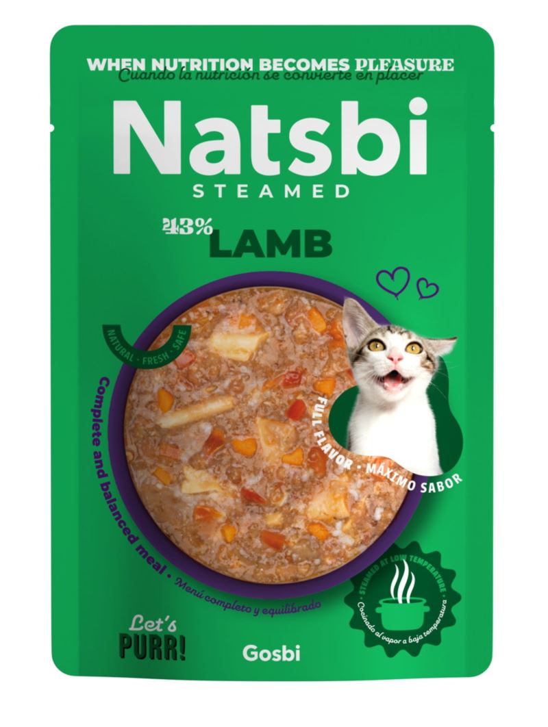 Natsbi STEMEAD LAMP (Cordero) al VAPOR - Alimiento Húmedo - 80 g para Gatos de Gosbi disponible en Emperrados para cuidar a tu peludo.