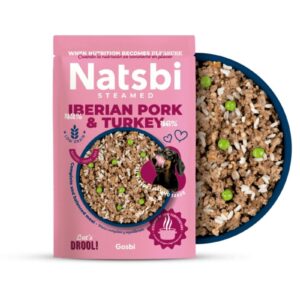 Natsbi STEMEAD IBERIAN PORK & TURKEY (Cerdo y Pavo) al VAPOR - Alimento Húmedo - para Perros de Gosbi disponible en Emperrados para cuidar a tu peludo.