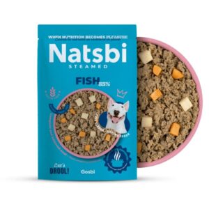 Natsbi STEMEAD FISH (Pescado) al VAPOR - Alimento Húmedo - para Perros de Gosbi disponible en Emperrados para cuidar a tu peludo.
