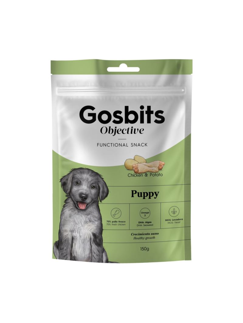Gosbits Objective PUPPY Snacks POLLO Y PATATA (Crecimiento Sano) 150 g para Perros Cachorros de Gosbi disponible en Emperrados para cuidar a tu peludo.