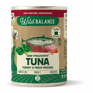 Wild Balance Comida HÚMEDA Completa - LATA ATÚN y PAVO con Verduras (Filosofía BARF) 400 g para Perros