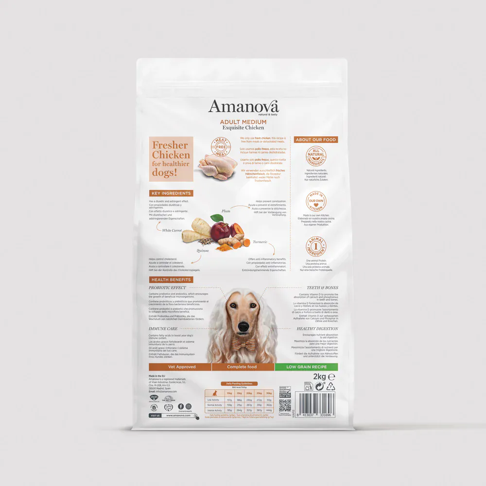 Amanova Pienso ADULT Medium EXQUISITE CHICKEN (Pollo) Y QUINOA para Perros Adultos Medianos - Imagen 3