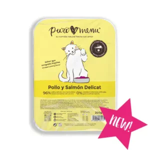 Puromenu Menú COCINADO Pollo y Salmón Delicat 200 g para Gatos