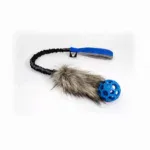 BOW Mordedor / Motivador TEJO Pelo Largo con Asa Bungee (elástica), T. Única, Azul para Perros