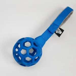BOW Mordedor / Motivador MESSI con Pelota JW (9 cm) y Asa (20 cm aprox) Azul para Perros